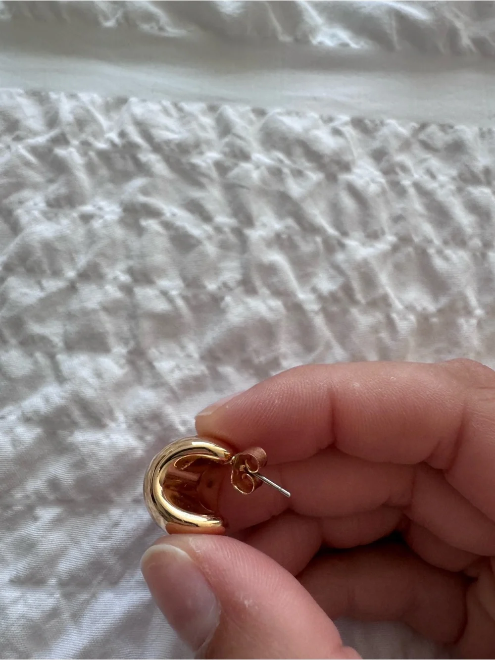 Anthropologie Rose Gold Crescent Dome Stud Earrings